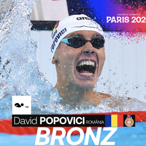 David Popovici câștigă medalie de bronz la 100 m liber la JO de la Paris