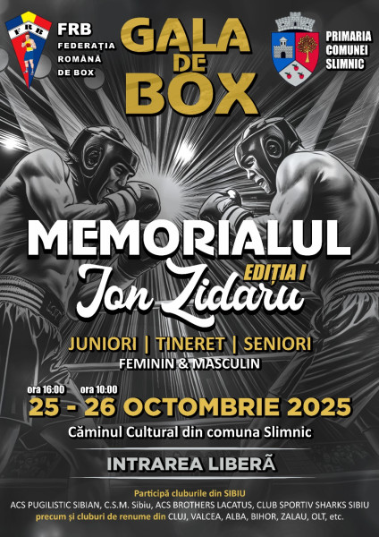 Primul memorial „Ion Zidaru” de box amateur va avea loc la Slimnic în octombrie